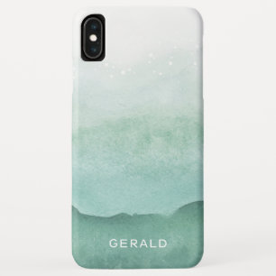 グリーンウェーグラデーションブの水色の泡モノグラム iPhone XS MAXケース
