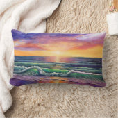 グリーンウェーブサンセットシースケープ2 ランバークッション (ブランケット)