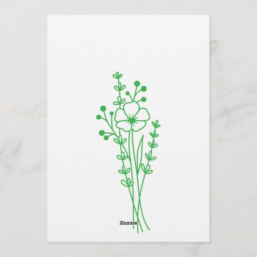 グリーンウェーブフレーム ハート写真 セーブ・ザ・デート カード (裏面)