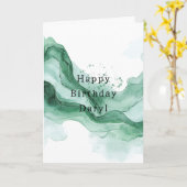 グリーンウェーブ アブストラクト バースデー カード (黄色い花)