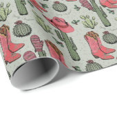 グリーンウエスタンハウディクリスマス女性のカーボーイ ラッピングペーパー (ロールコーナー)