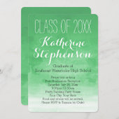 グリーンウォッシュウォーターカラー卒業パーティー招待状 招待状 (正面/裏面)