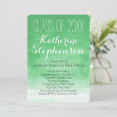 グリーンウォッシュウォーターカラー卒業パーティー招待状 招待状 (スタンド正面)