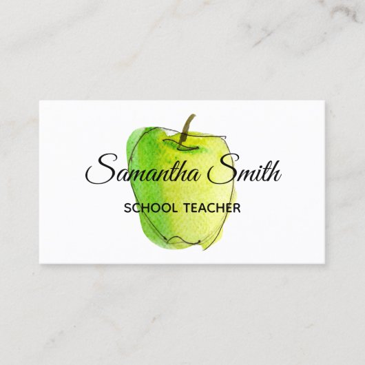 グリーンウォーグラデーションターカラーアップルスクール先生 名刺 (正面)