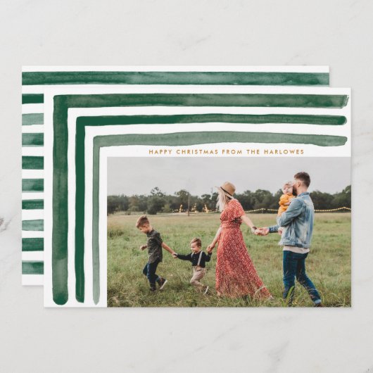 グリーンウォータストライプーカラーHOLIDAY CARD シーズンカード (正面/裏面)