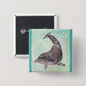 グリーンウォーターのまわりにで泳カッコいいぐイルカ 缶バッジ (正面&裏面)