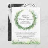 グリーンウォーターのアートスプラットのブライダルシャワー 招待状 (正面/裏面)