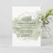 グリーンウォーターのカラーと金ゴールドブライダルシャワー招待状 招待状 (スタンド正面)