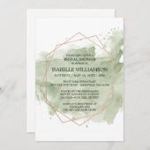 グリーンウォーターのカラーと金ゴールドブライダルシャワー招待状 招待状 (正面/裏面)