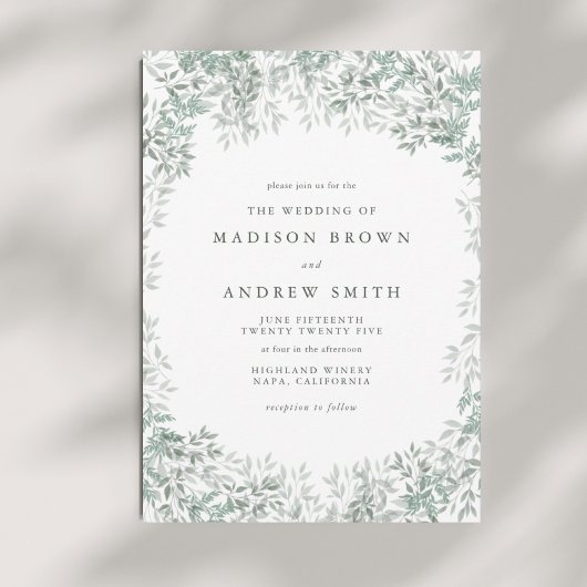 グリーンウォーターのカラーリーフミニマル結婚リスト 招待状