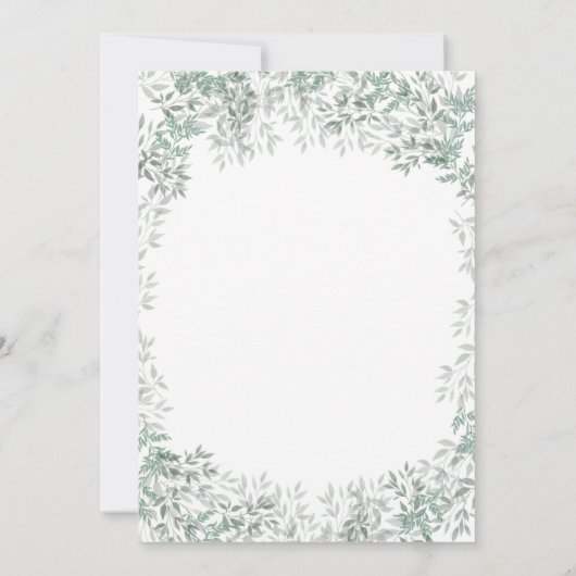 グリーンウォーターのカラーリーフミニマル結婚リスト 招待状 (裏面)