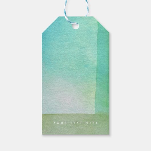 グリーンウォーターのカラー抽象芸術名前をカスタムする印刷 ギフトタグ (正面)
