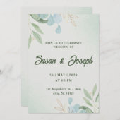 グリーンウォーターのカラー結婚式招待状 招待状 (正面/裏面)