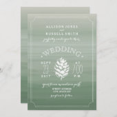グリーンウォーターの色とパイン素朴コーン結婚ズ 招待状 (正面/裏面)