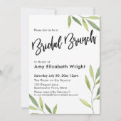 グリーンウォーターの色の葉ブライダルブランチ 招待状 (正面)