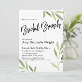 グリーンウォーターの色の葉ブライダルブランチ 招待状 (スタンド正面)