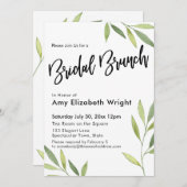 グリーンウォーターの色の葉ブライダルブランチ 招待状 (正面/裏面)