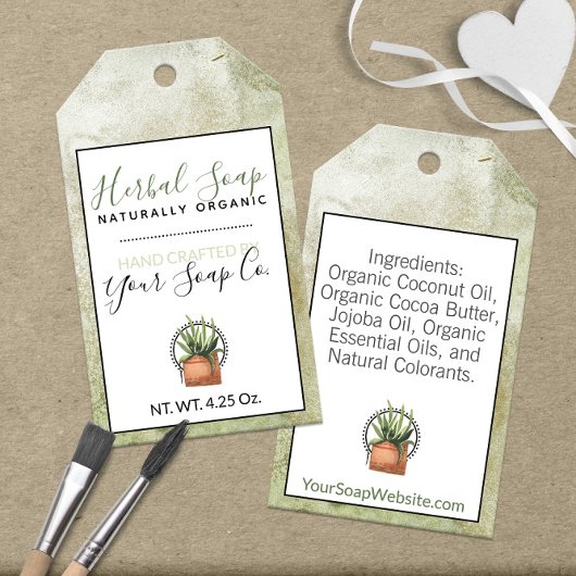 🌿グリーンウォーターの色合いハーブ石鹸 ギフトタグ