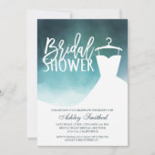 グリーンウォーターエレガントカラーシックなドレスブライダルシャワー 招待状 (正面)