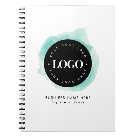 グリーンウォーターカスタムカラー企業ロゴ文字 ノートブック (正面)