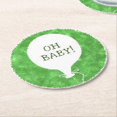 グリーンウォーターカスタムカラー文字ベビーシャワーOhベビー ラウンドペーパーコースター (アングル)