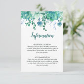 グリーンウォーターカラーの多肉植物の結婚式情報 エンクロージャーカード (スタンド正面)