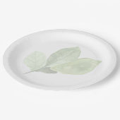 グリーンウォーターカラーの葉のプレート ペーパープレート (アングル)