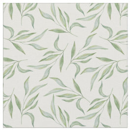 グリーンウォーターカラーの葉の植物パターン ファブリック