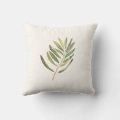 グリーンウォーターカラーの葉 クッション (裏面)