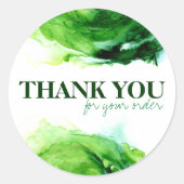 グリーンウォーターカラーアブストラクトスモールビジネスありがとう ラウンドシール (正面)