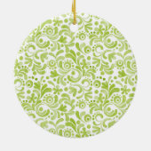 グリーンウォーターカラーアートウェディング NAME 日付 記念品 セラミックオーナメント (裏面)