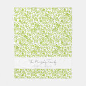 グリーンウォーターカラーアートファミリー名ロケーションデコール フリースブランケット (正面)