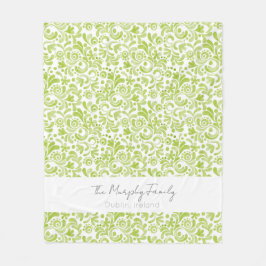 グリーンウォーターカラーアートファミリー名ロケーションデコール フリースブランケット