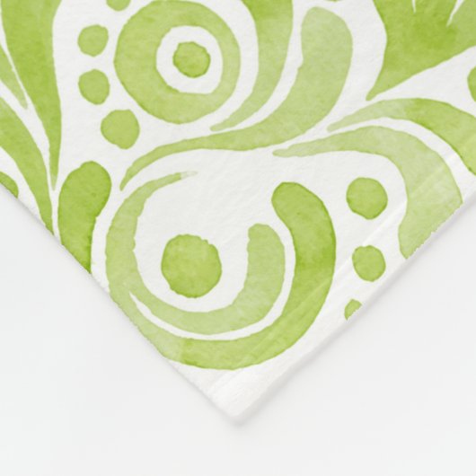 グリーンウォーターカラーアートファミリー名ロケーションデコール フリースブランケット (角)