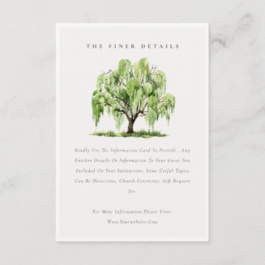 グリーンウォーターカラーウィローツリーファーム結婚ズ詳細 エンクロージャーカード (正面)