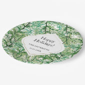 グリーンウォーターカラーウェスタンパインブランチ ペーパープレート (アングル)