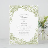 グリーンウォーターカラーオリーブのブランチ結婚式招待状 招待状 (スタンド正面)