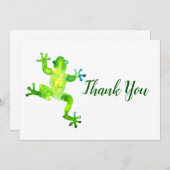 グリーンウォーターカラーカエル サンキューカード (正面/裏面)