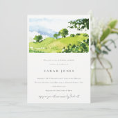 グリーンウォーターカラーカントリーサイドヒルズブライダルシャワー 招待状 (スタンド正面)