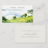 グリーンウォーターカラーカントリーサイドヒルズ結婚の歓迎 エンクロージャーカード (正面/裏面)