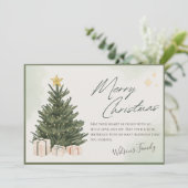 グリーンウォーターカラークリスマスホリデーカード シーズンカード (スタンド正面)