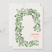 グリーンウォーターカラークリスマスリース 企業の シーズンカード (正面)