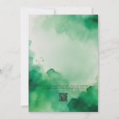 グリーンウォーターカラークローバーリース結婚ズ 招待状 (裏面)