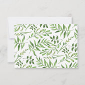 グリーンウォーターカラーグリーンリースボタニカル結婚ズ サンキューカード (裏面)