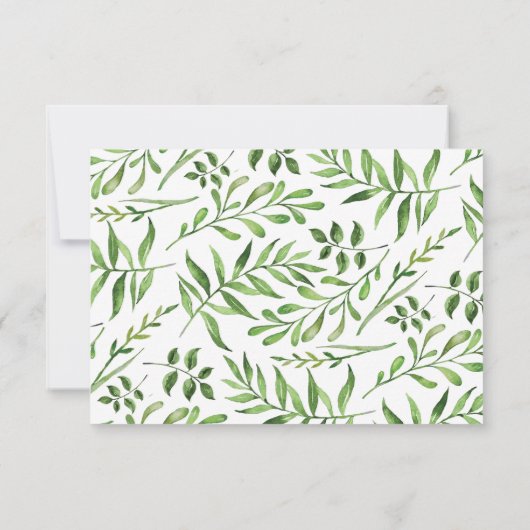 グリーンウォーターカラーグリーンリースボタニカル結婚ズ サンキューカード (裏面)