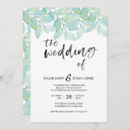 グリーンウォーターカラーサマー結婚式招待状 招待状