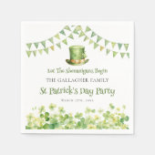 グリーンウォーターカラーシャムロックサンパトリックの日パーティー スタンダードカクテルナプキン (正面)