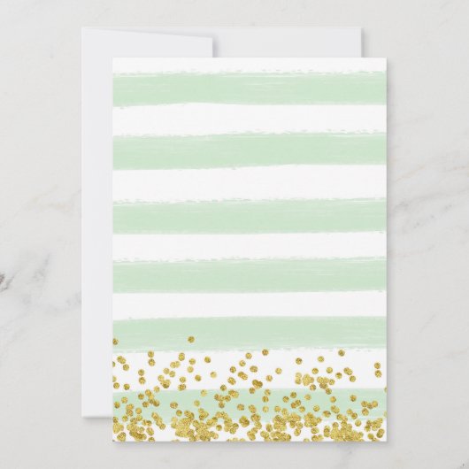 グリーンウォーターカラーストライプベビーシャワー招待状 招待状 (裏面)