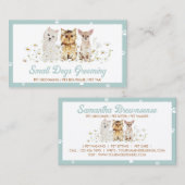 グリーンウォーターカラースモールドッグズポーデイジーペットシッター 名刺 (正面/裏面)