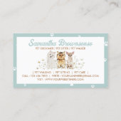 グリーンウォーターカラースモールドッグズポーデイジーペットシッター 名刺 (裏面)